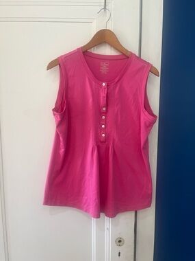 L.L. Bean Sleeveless Henley shirt - Hot Pink. Cotton